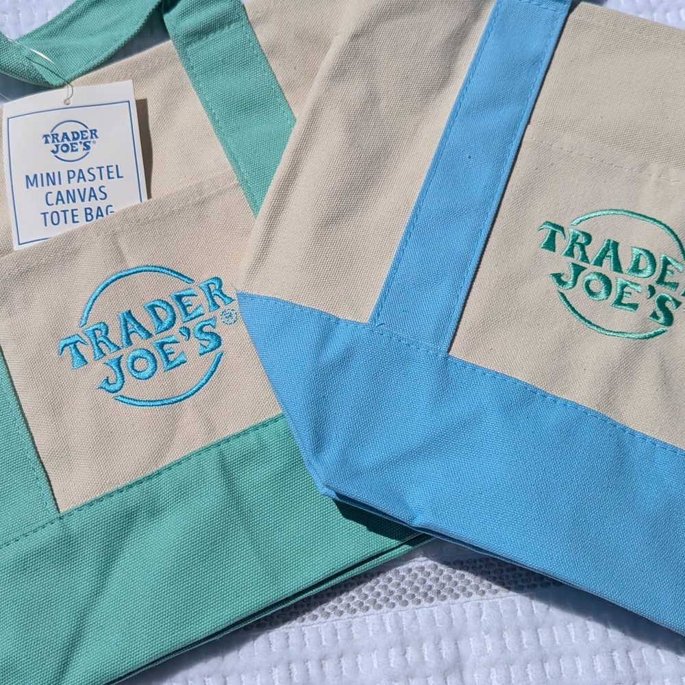 Trader Joe's Mini Pastel Canvas Tote Bag